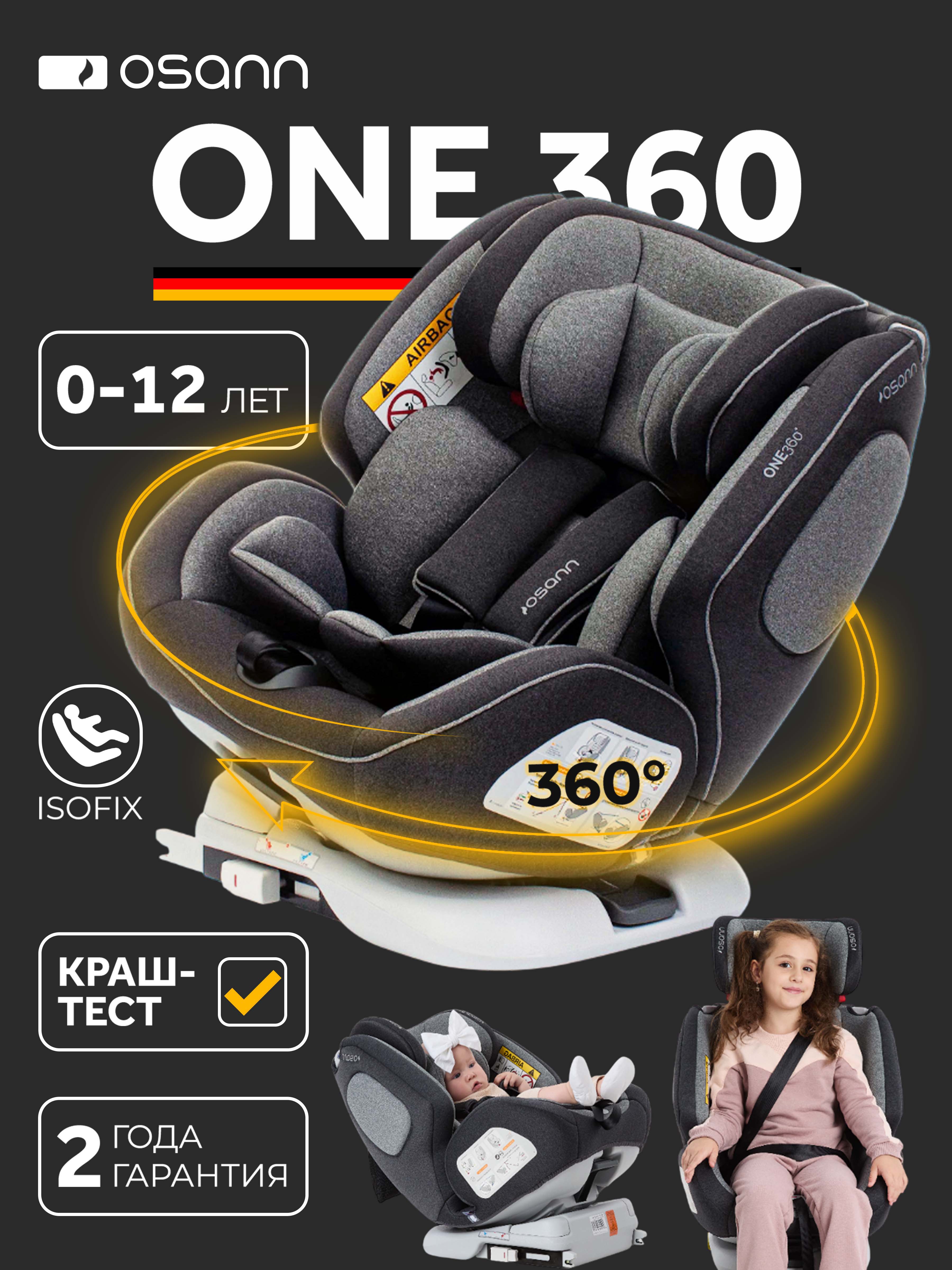 Автокресло Osann One 360 Isofix 0+/1/2/3 (0-36 кг) серый - фото 1