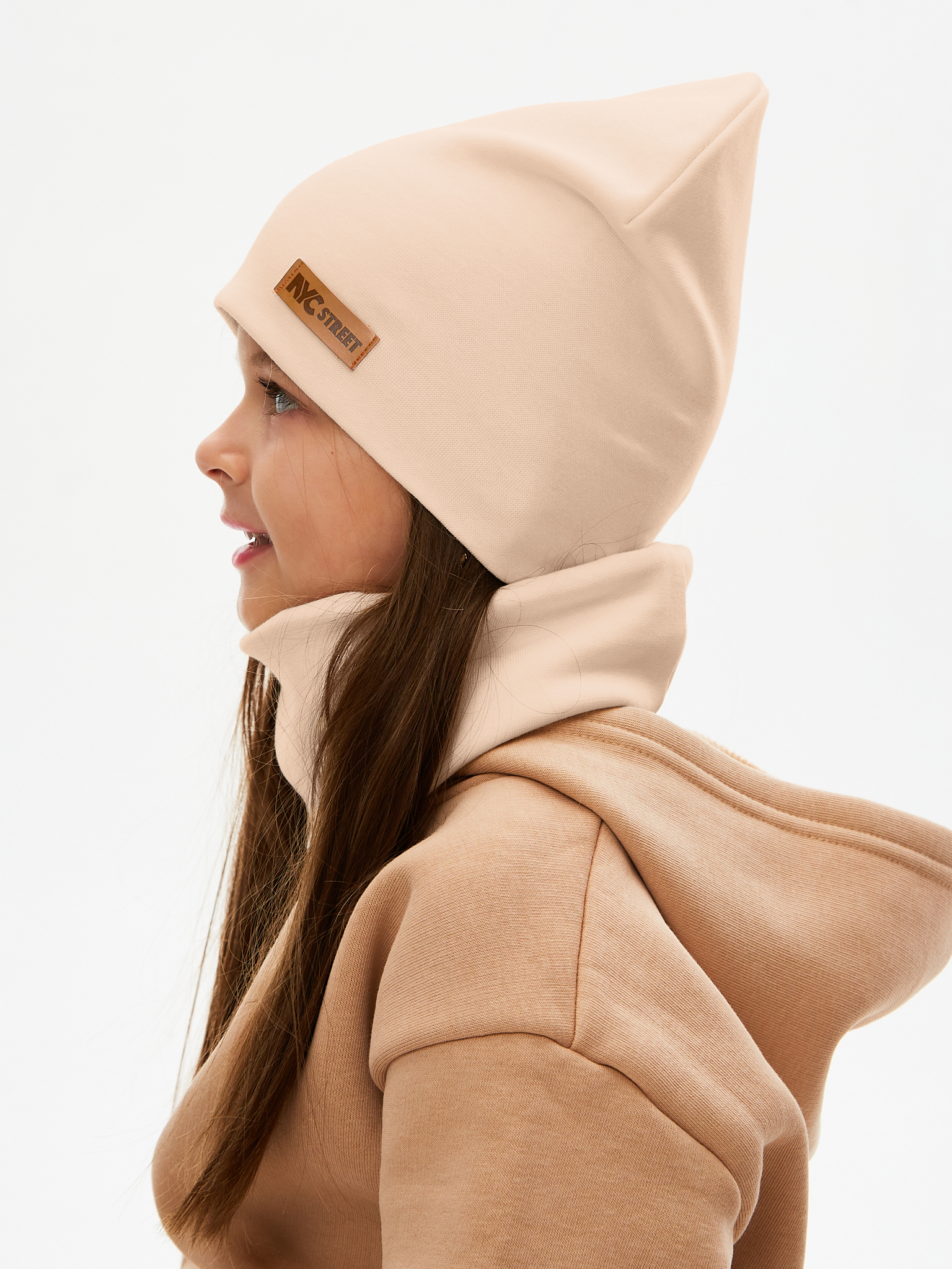 Шапка и снуд NYCkids NYC-H-67-plainG-beige - фото 11