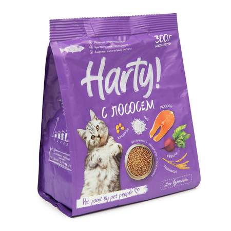 Корм для кошек Harty 0.3кг для чувствительного пищеварения с лососем сухой