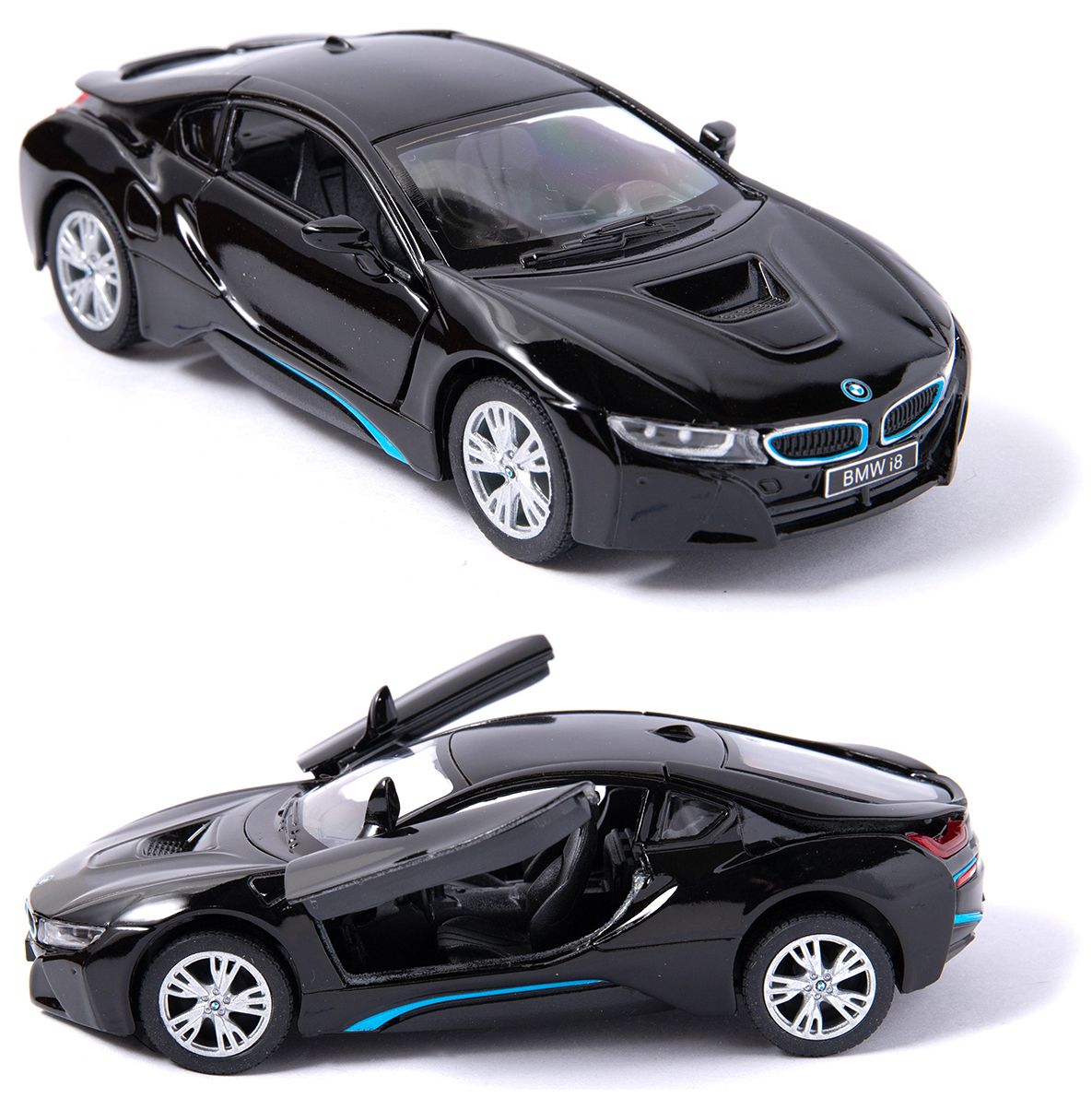 Автомобиль KINSMART BMW i8 черная 1:36 КТ5379/4 - фото 1