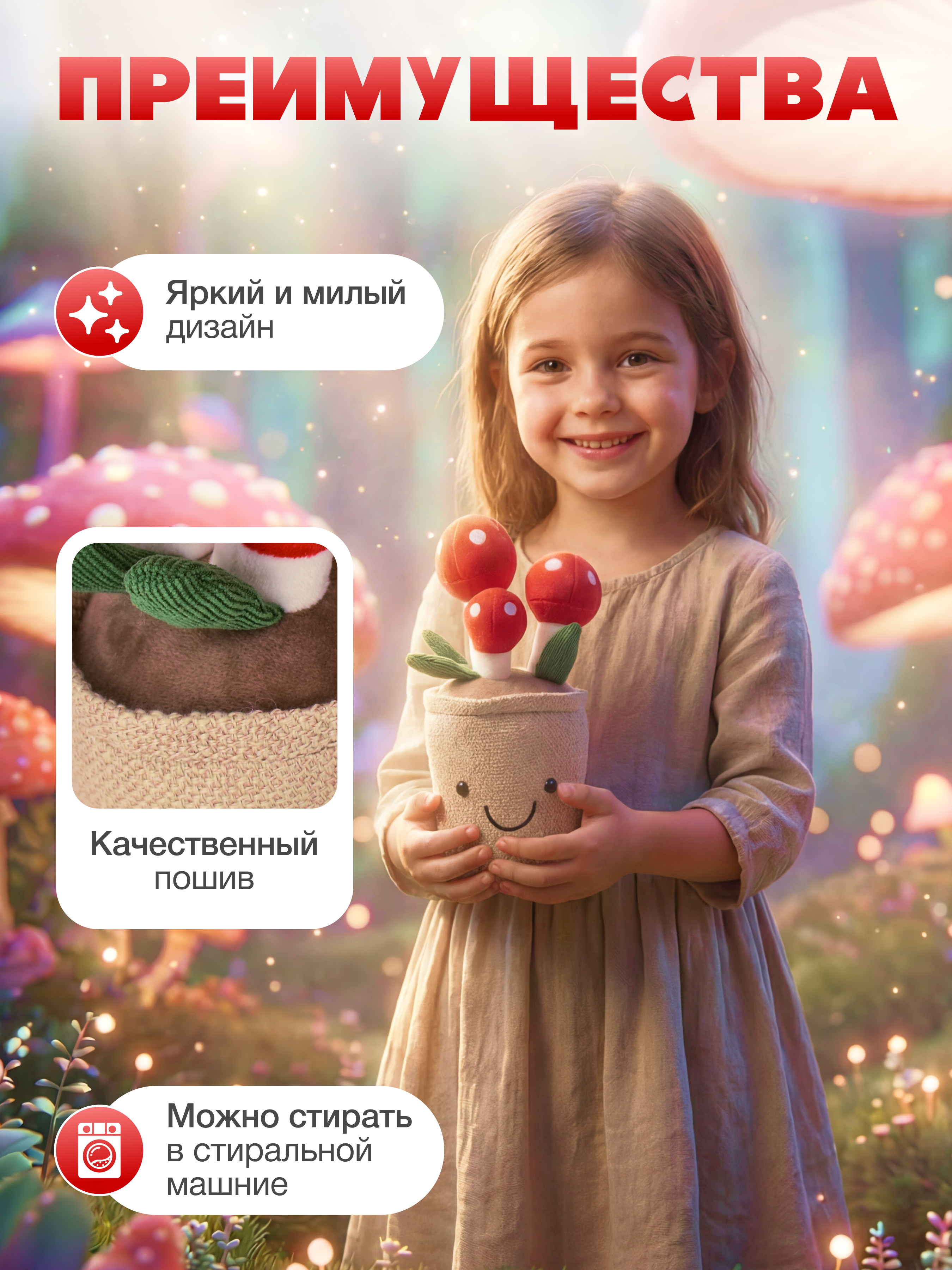 Мягкая игрушка Ball Masquerade Мухоморы красные - фото 5