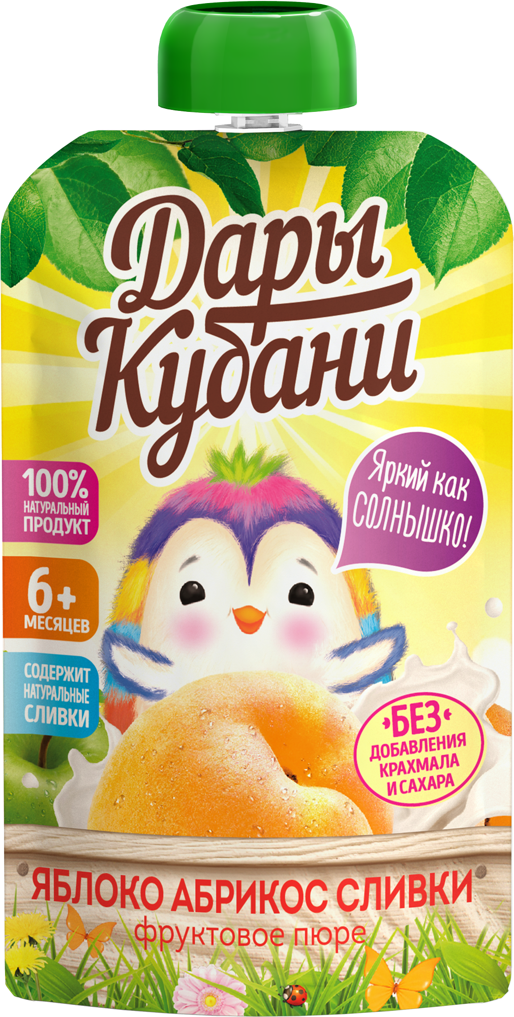 Пюре фруктовое Дары Кубани яблоко абрикос сливки 90 г по 12 шт без сахара - фото 5