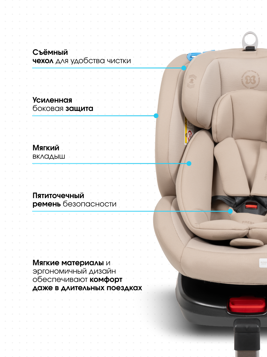 Автокресло Farfello YB102A Isofix 0+/1/2/3 (0-36 кг) бежевый - фото 6