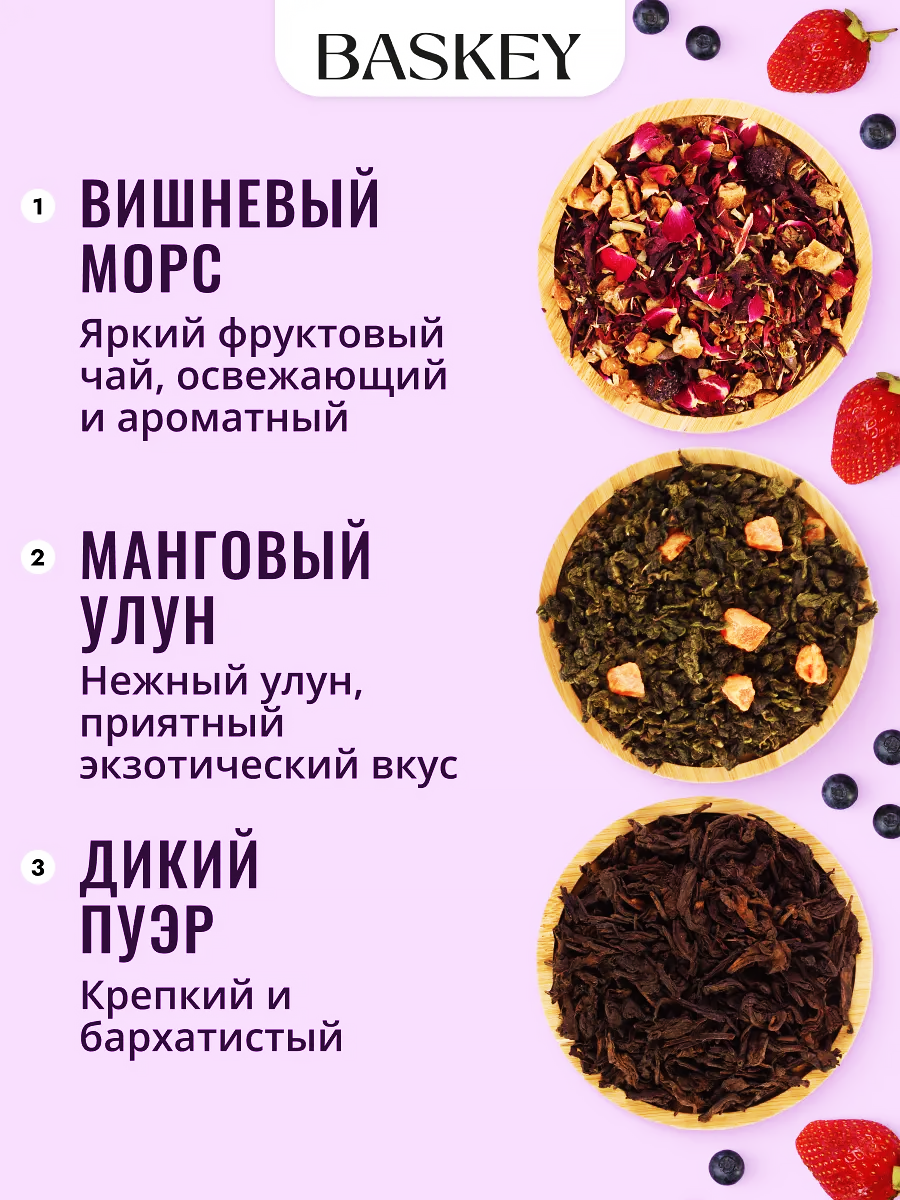 Набор BASKEY черный зеленый фруктовый - фото 2