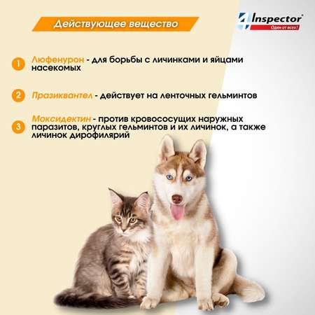 Таблетки для кошек и собак Inspector Quadro Tabs 0,5-2 кг