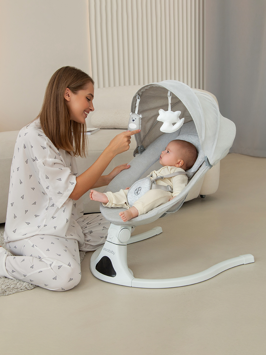 Электронные качели детские Amarobaby Funny swing, черный - фото 29