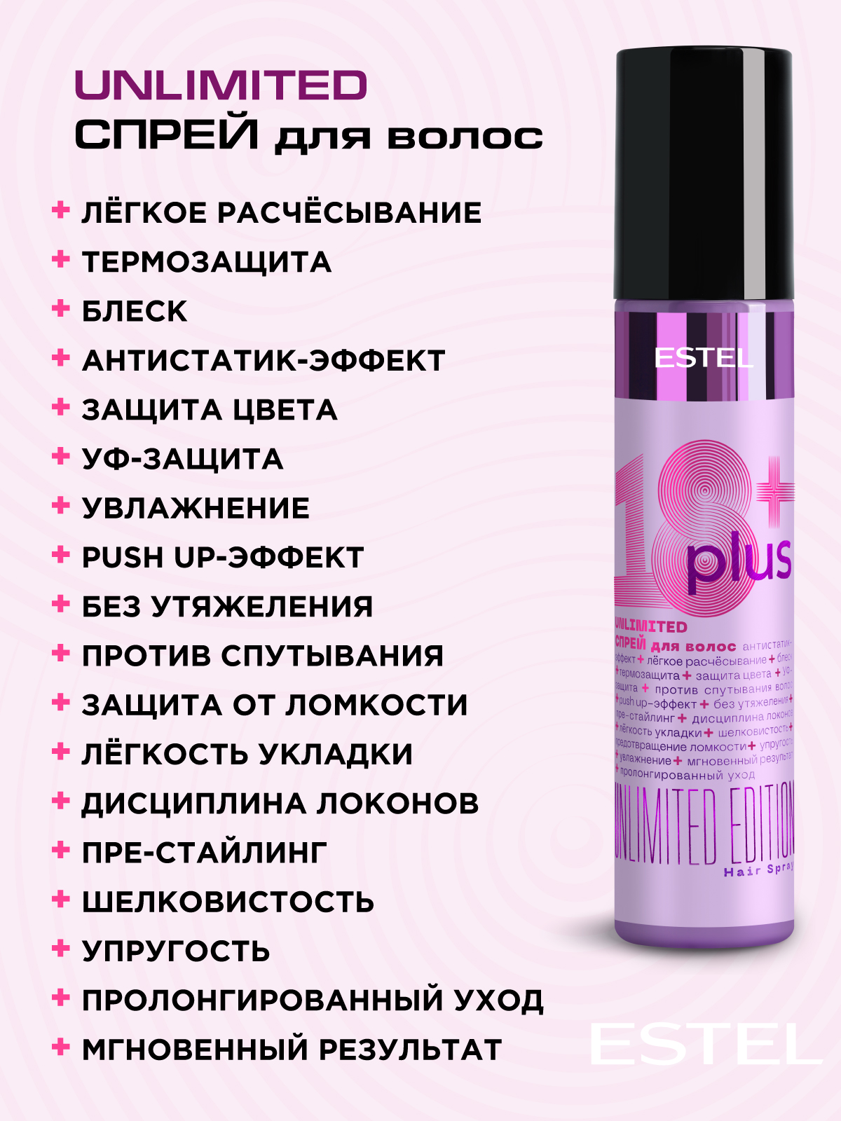 Увлажняющий спрей ESTEL 18+ PLUS термозащита для волос лёгкое расчёсывание 200 мл - фото 2