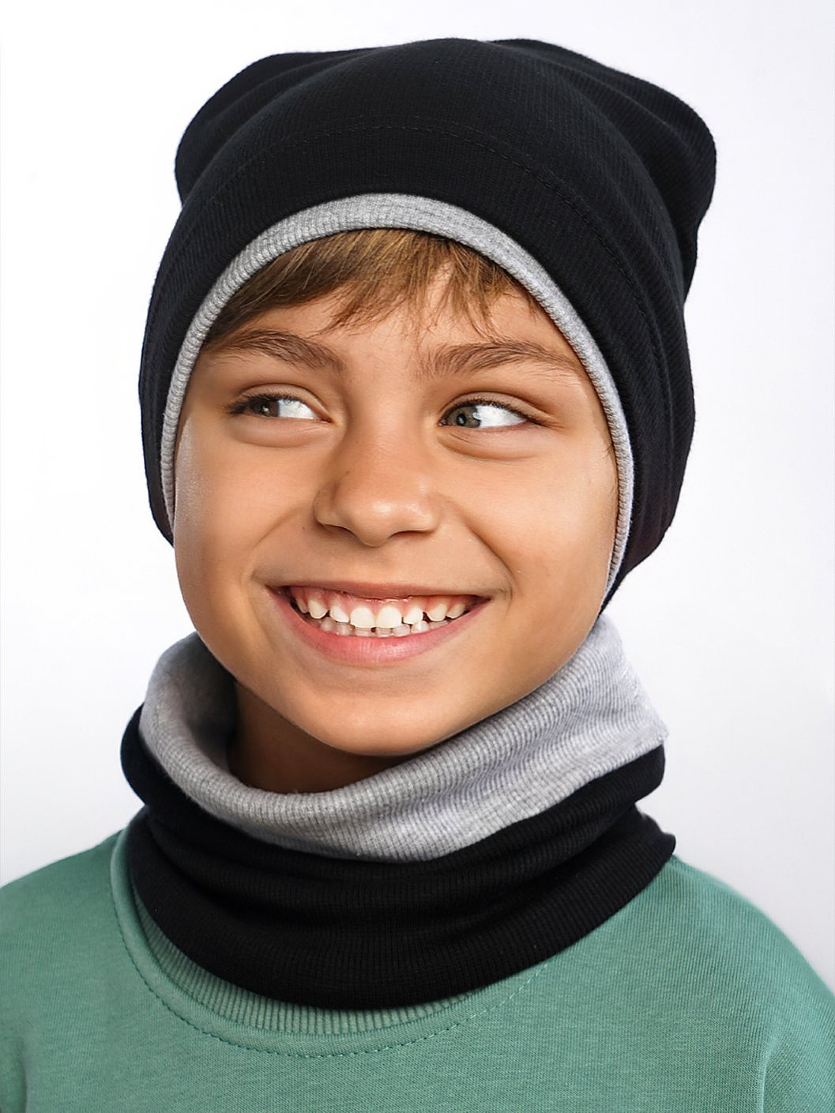 Шапка и снуд ПриКиндер U-A211 Цвет: Черный/серый меланж - фото 7