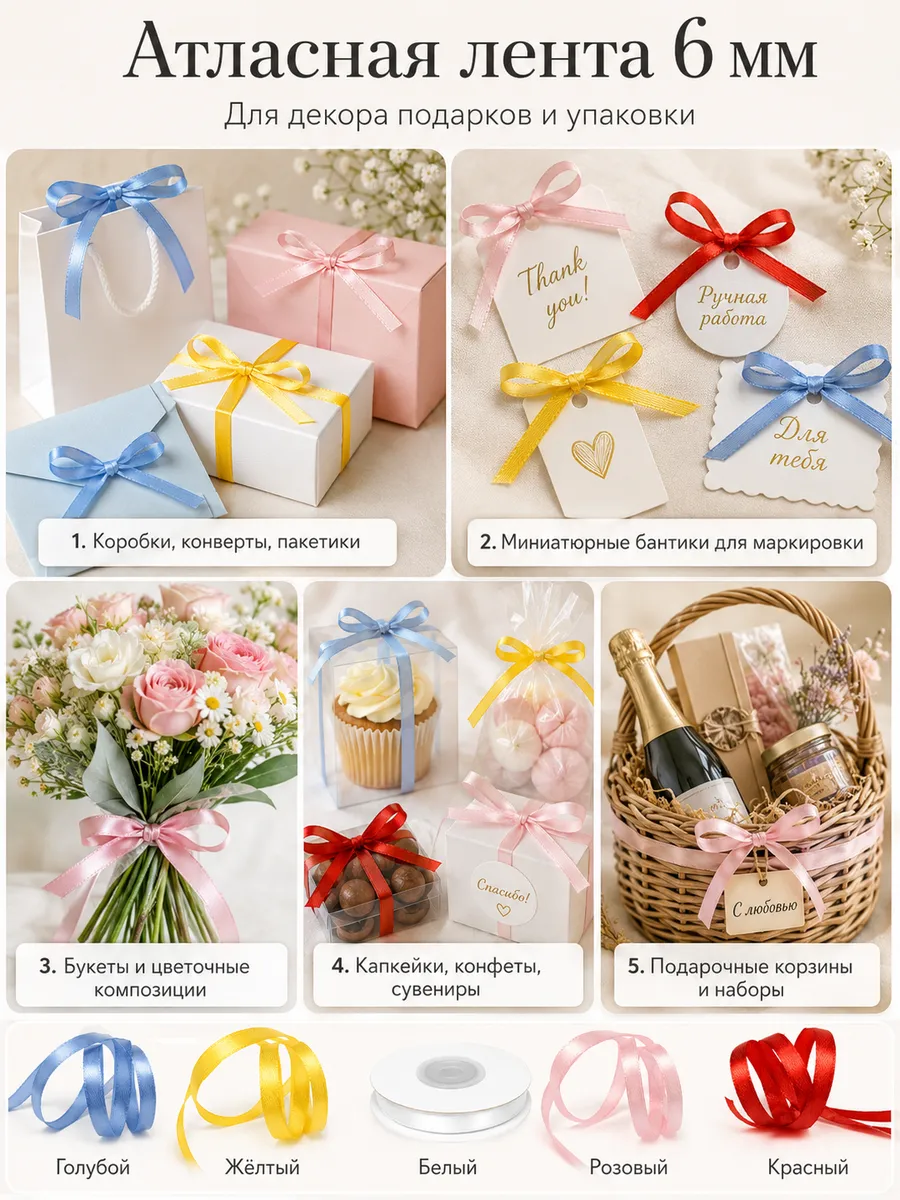 Лента для рукоделия и упаковки Magic 4 Hobby 6 мм мятная - фото 4