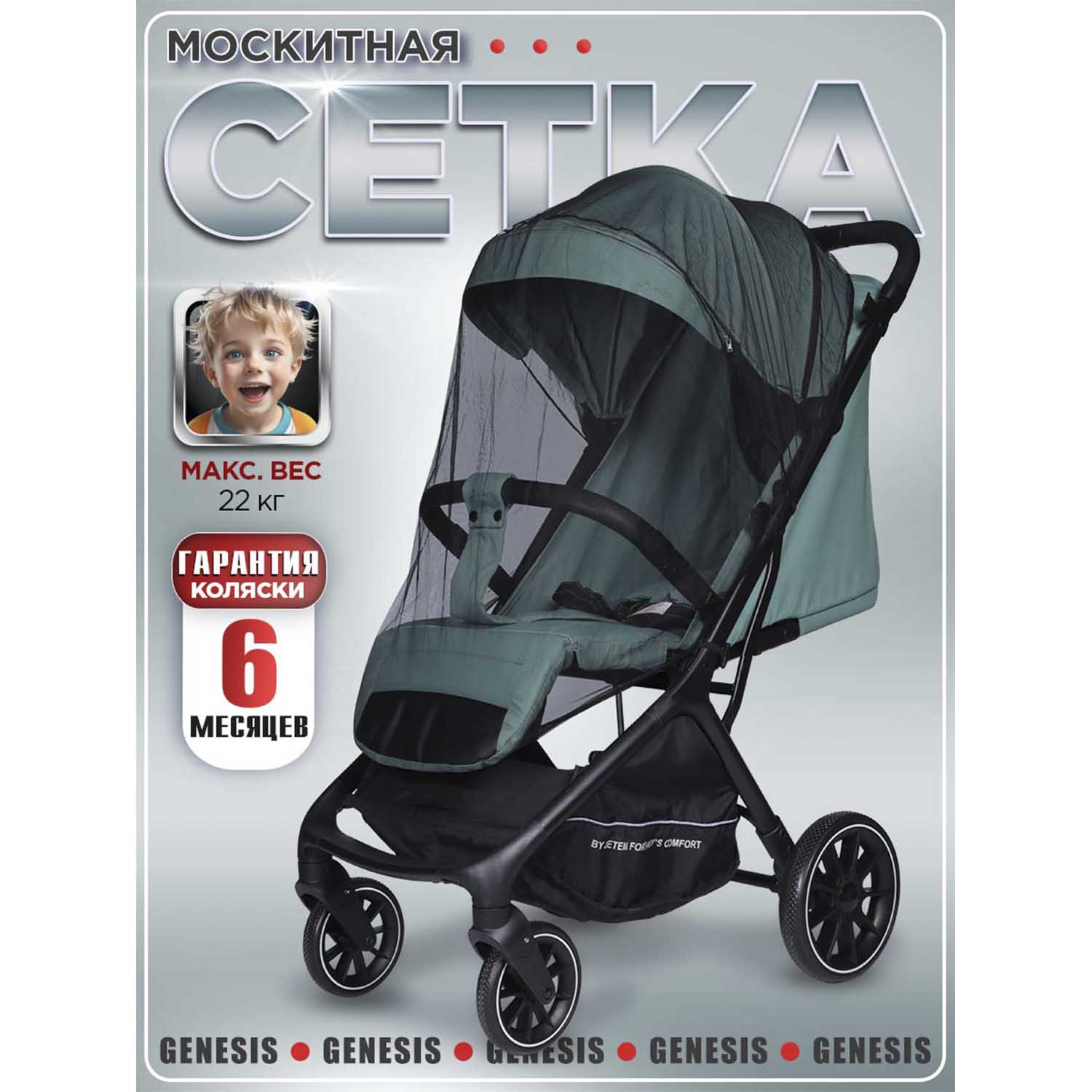 Коляска прогулочная Jetem Genesis бирюзовый - фото 12