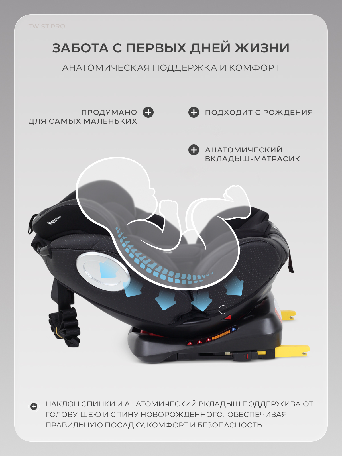 Автокресло Rant Basic Twist Isofix 0+/1/2/3 (0-36 кг) черный - фото 10