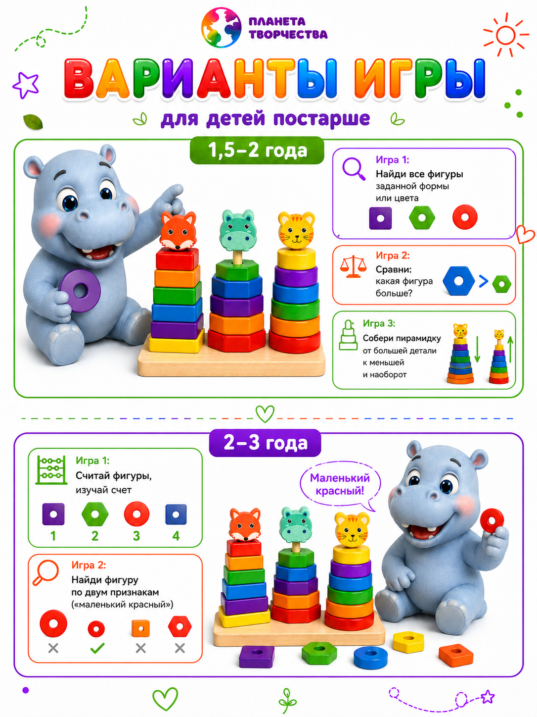 Игрушка Планета творчества пирамидка развивающая игрушка - фото 6