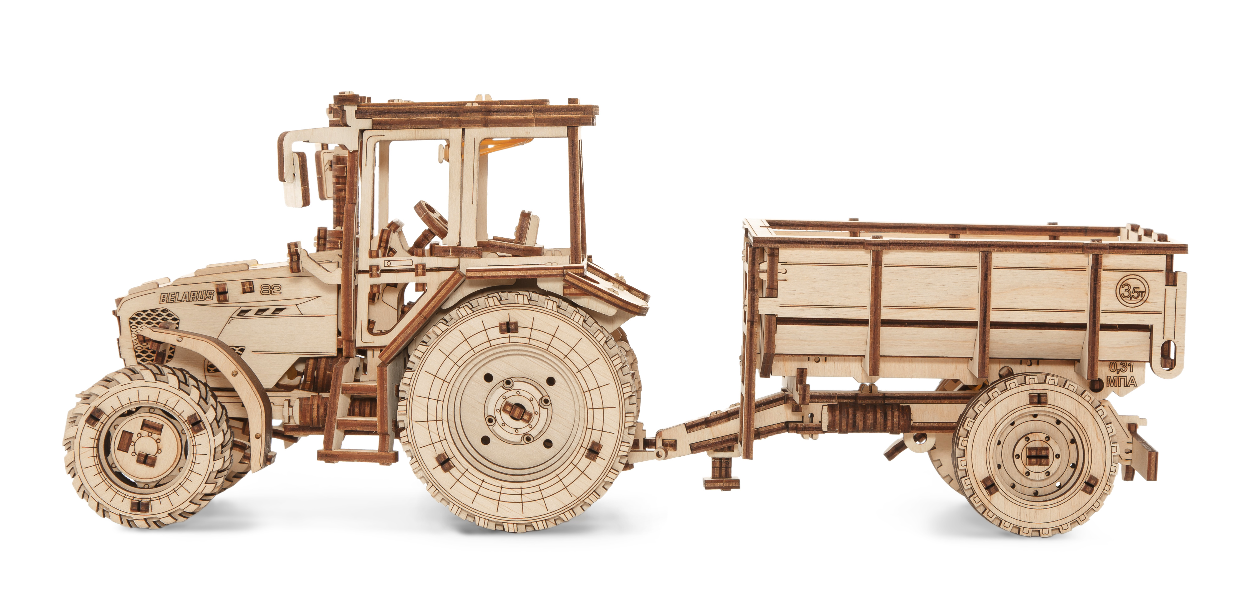 Конструктор Eco Wood Art Прицеп к трактору деревянный - фото 8