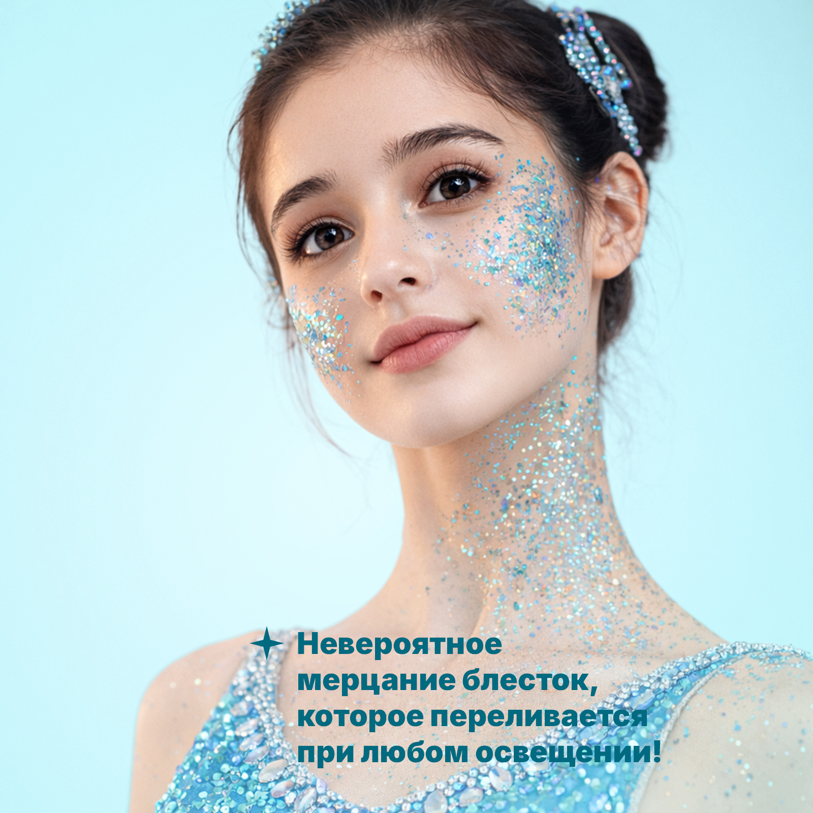 Глиттер шиммер для тела ХОББИЛАБ Ледяная лагуна 30 г - фото 2