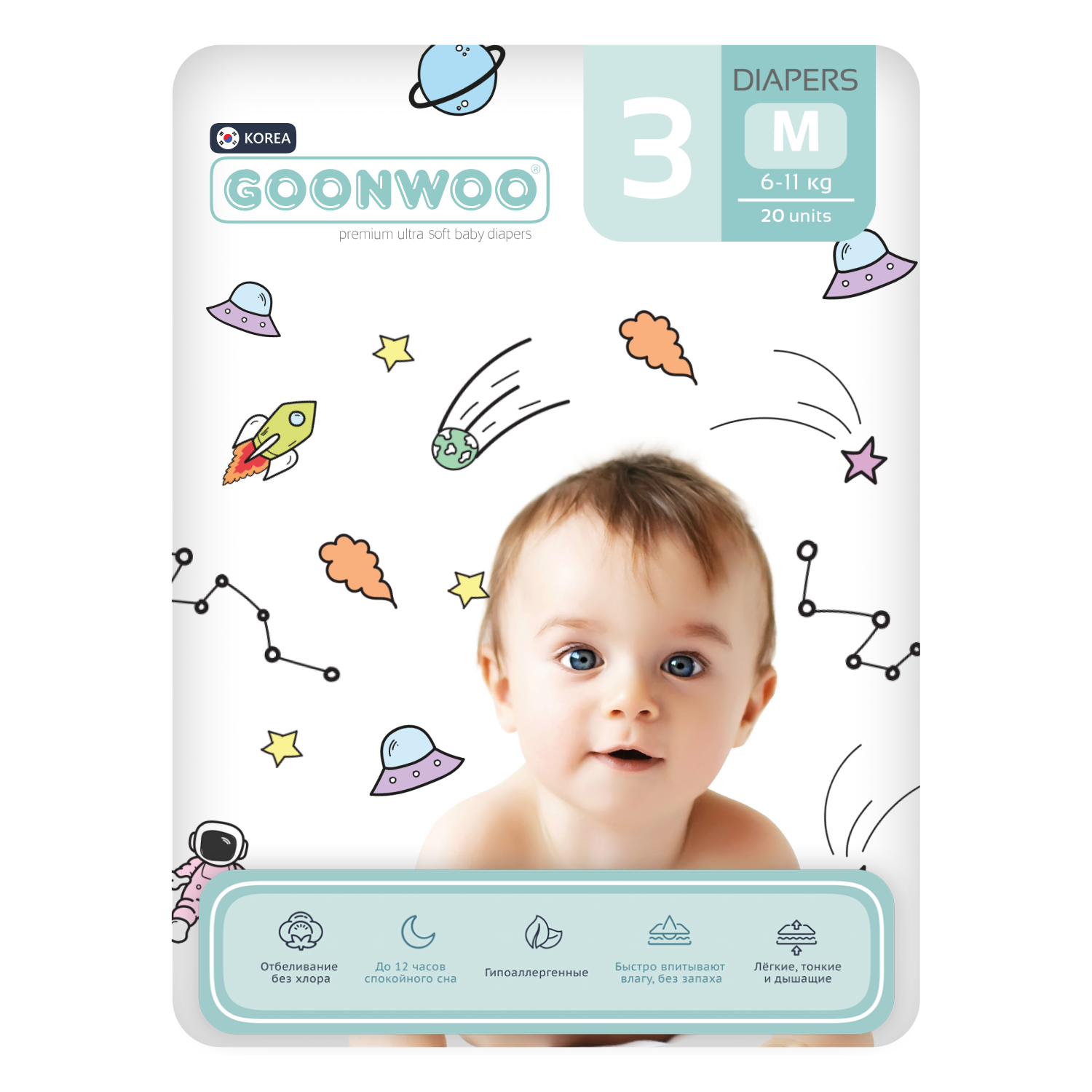 Подгузники GOONWOO M 22 шт. - фото 10