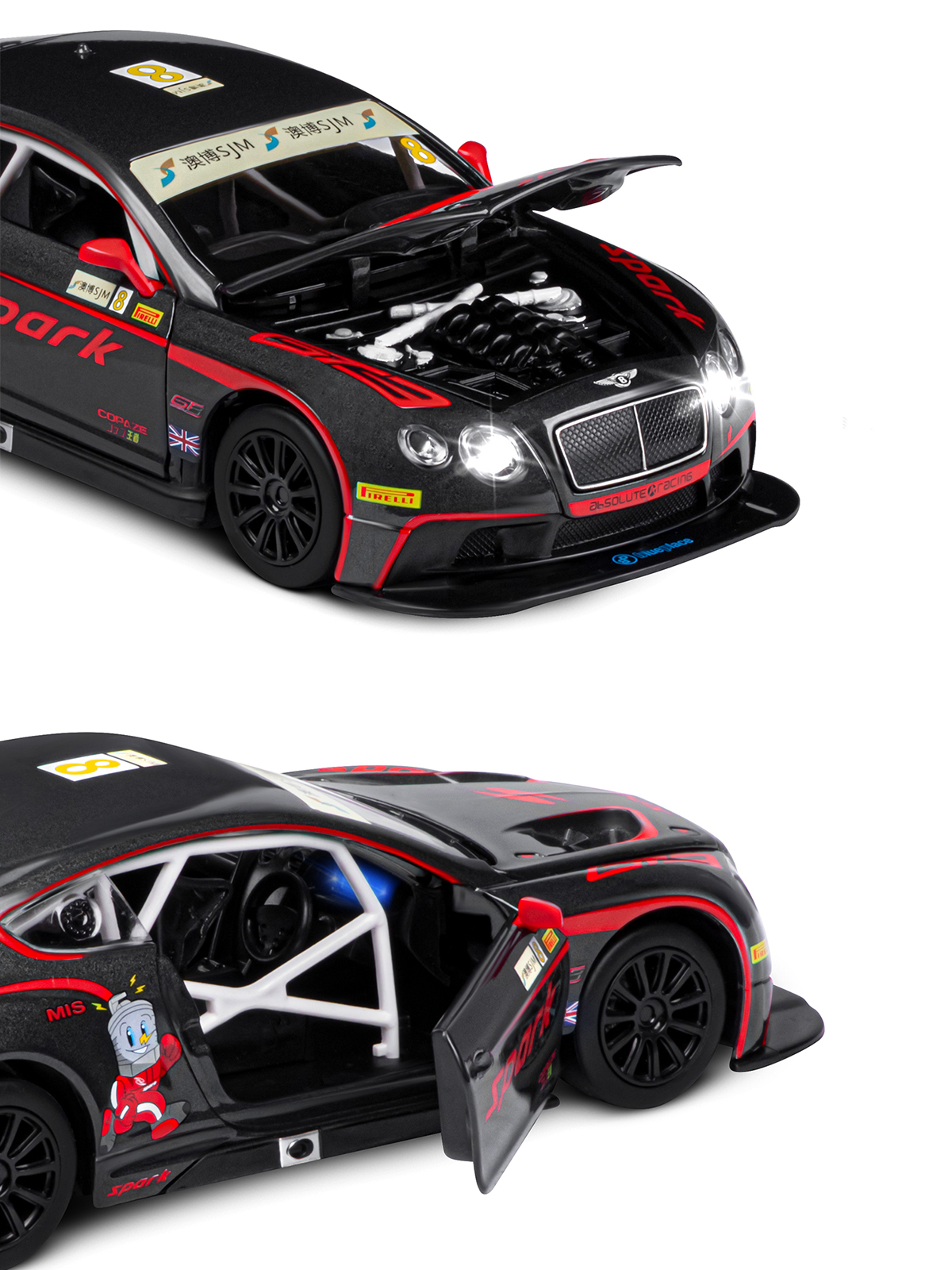 Автомобиль АВТОпанорама Bentley Continental GT3 Concept 1:24 черный JB1251566 - фото 9