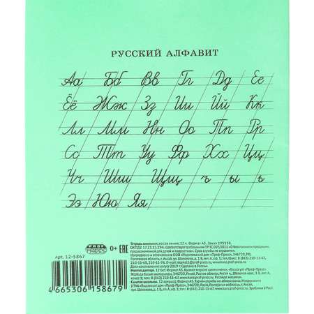 Тетрадь Prof-Press косая линейка 12 лист. 10 шт.