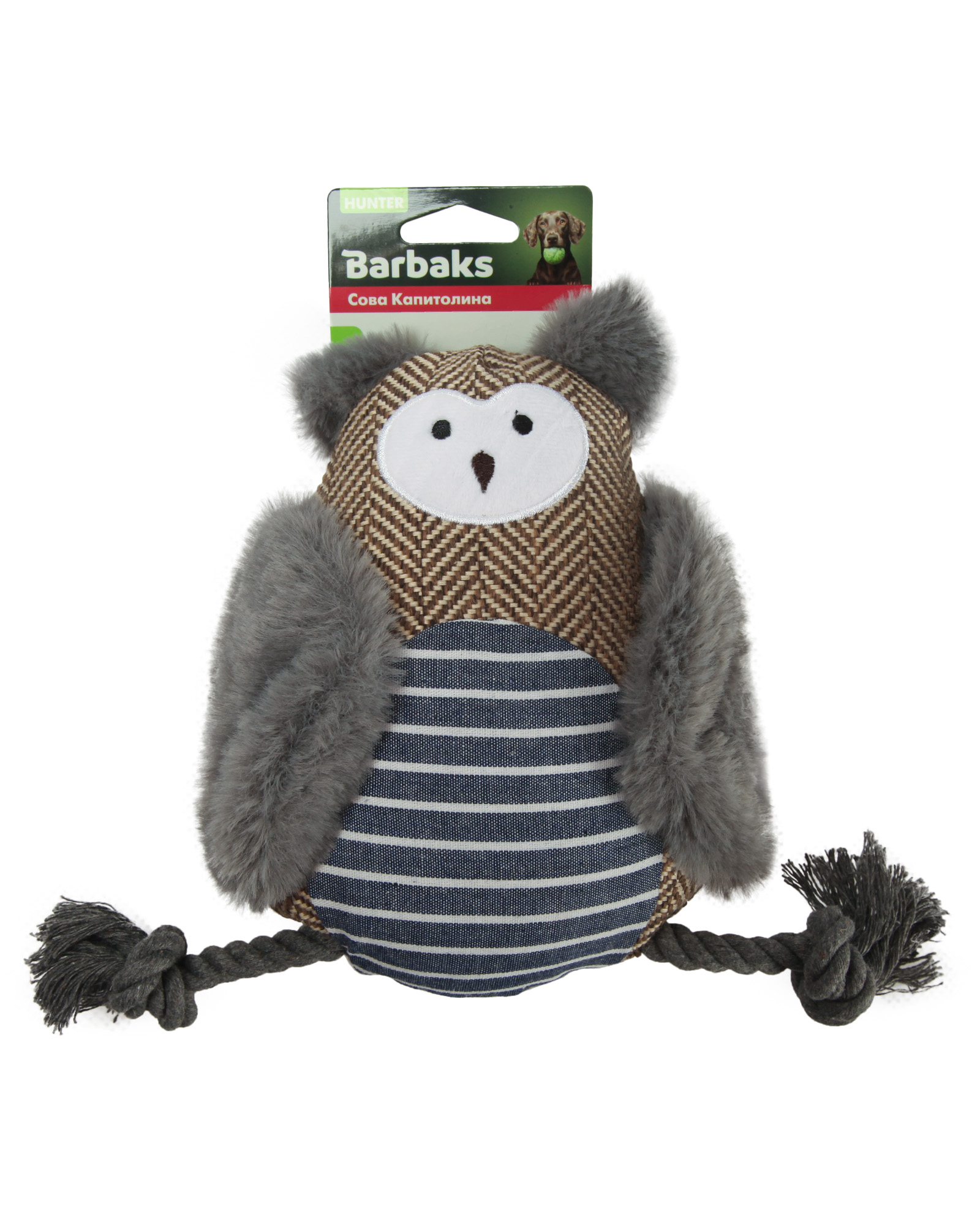 Игрушка для собак Barbaks Сова Капитолина мягкая с пищалкой шуршит 22*10см - фото 7