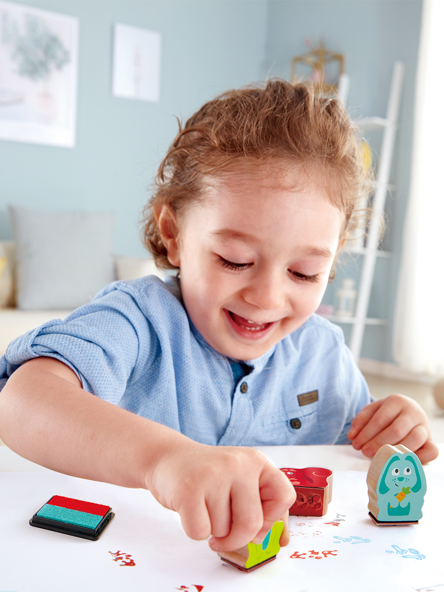 Набор штампов Hape со следами зайца белки и лягушки E1060_HP - фото 2