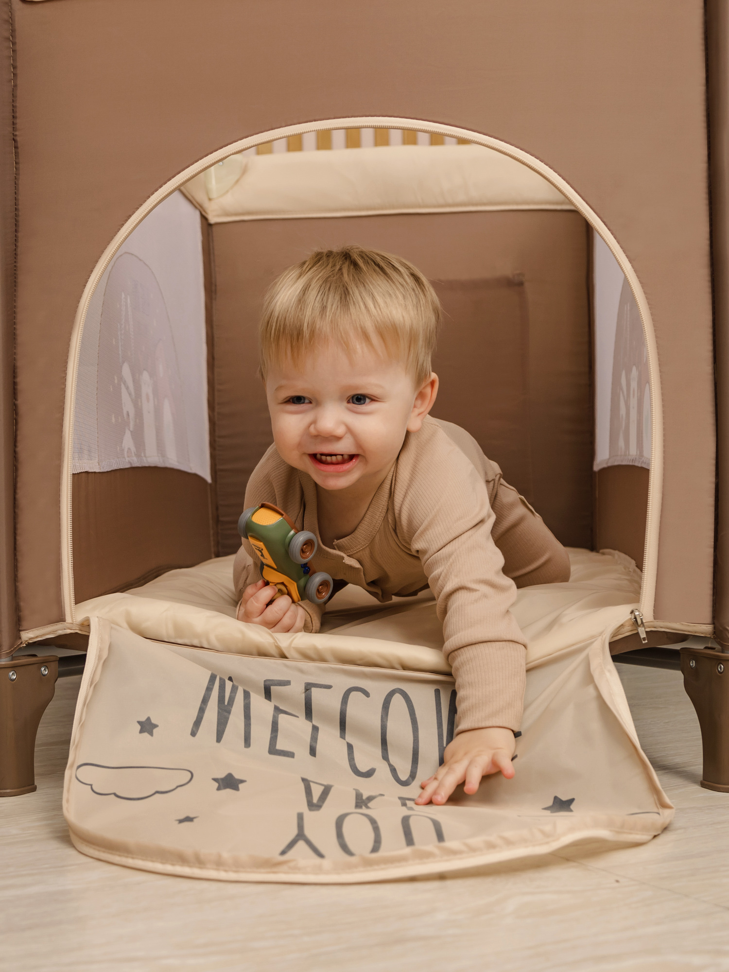 Манеж-кровать AmaroBaby Multiform Smile Friends прямоугольный бежевый AMARO-26MSF-Be - фото 19