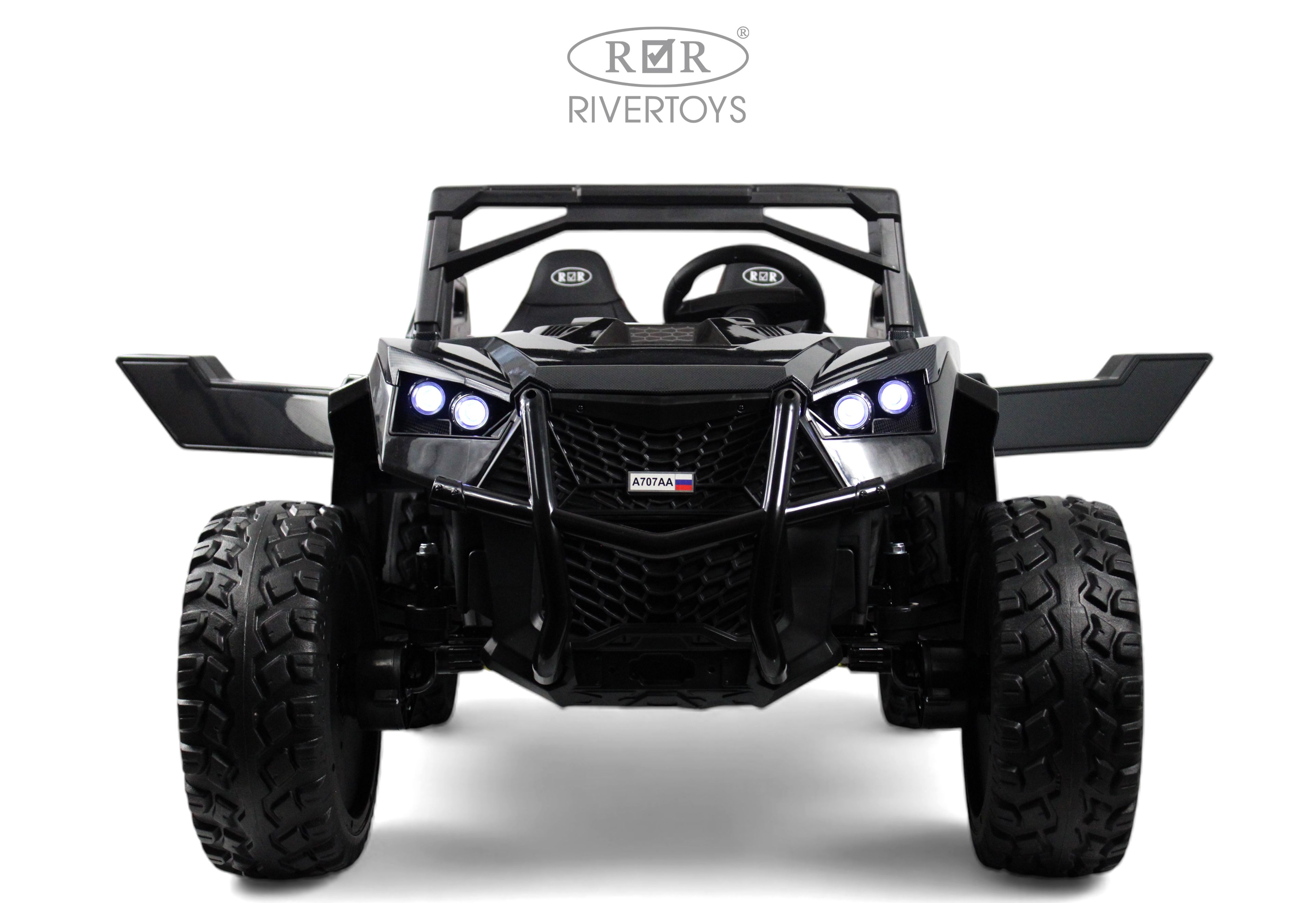 Электромобиль RIVERTOYS A707AA-LUX-NEW-BLACK-CARBON С пультом ДУ - фото 5
