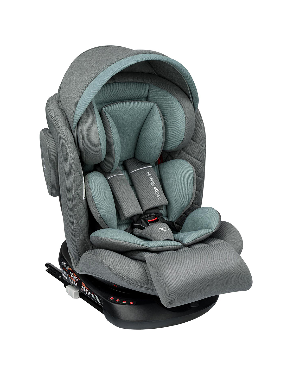 Автокресло Indigo SMART+ серый-зеленый Isofix 0+/1/2/3 (0-36 кг) - фото 1