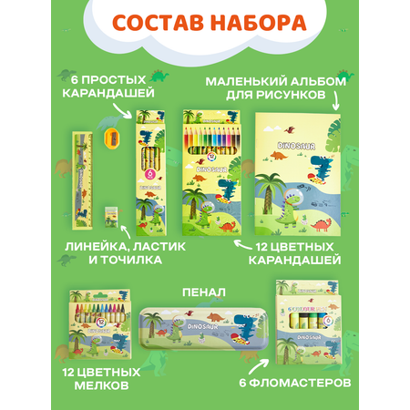 Набор канцелярский DENKSY Dinosaur