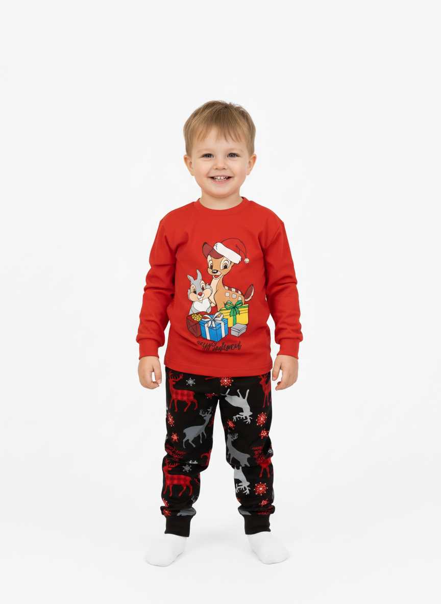 Пижама Утенок ПЖ-1818/1 красный черный олень - фото 1