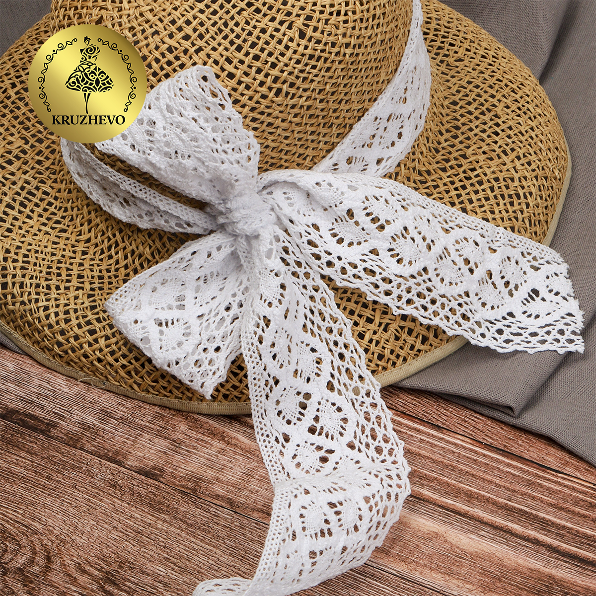 Кружево вязаное хлопковое TBY 50мм цв.белый уп.2,5м - фото 3