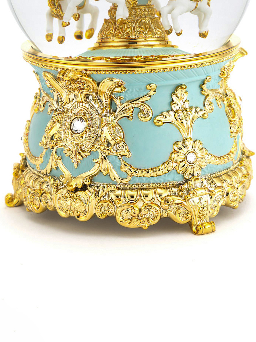 Стеклянный снежный шар Glassglobe Бирюзовая карусель - фото 4