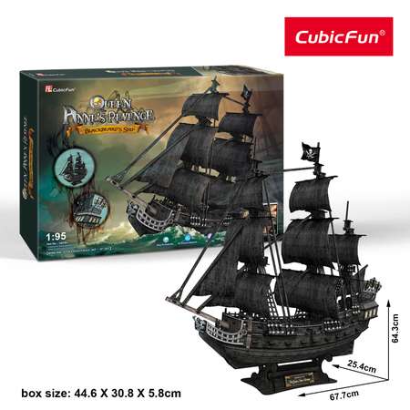 Пазл CubicFun Корабль Месть королевы Анны 3D
