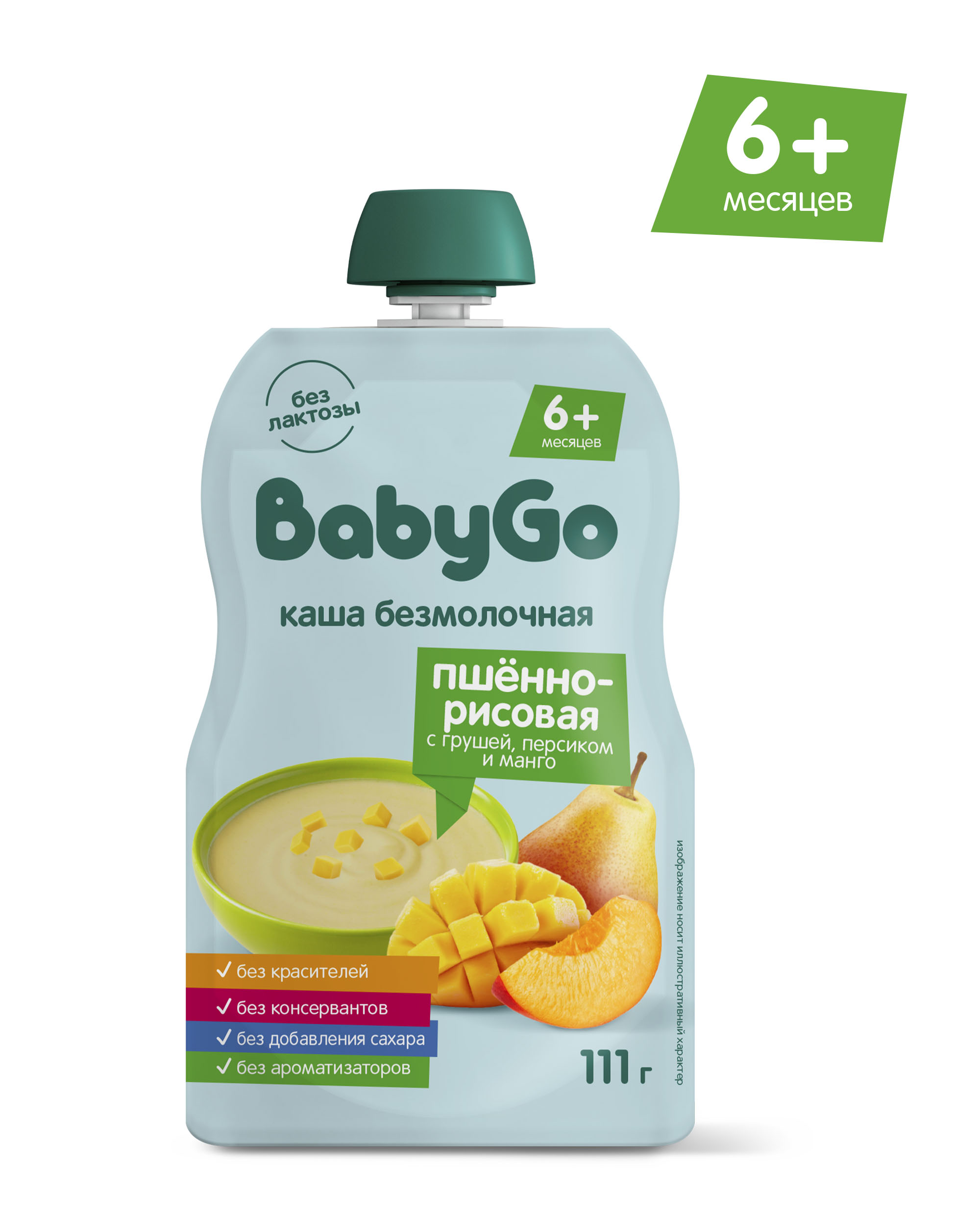 Каша BabyGo пшено-рисовая (груша-манго-персик) - фото 1