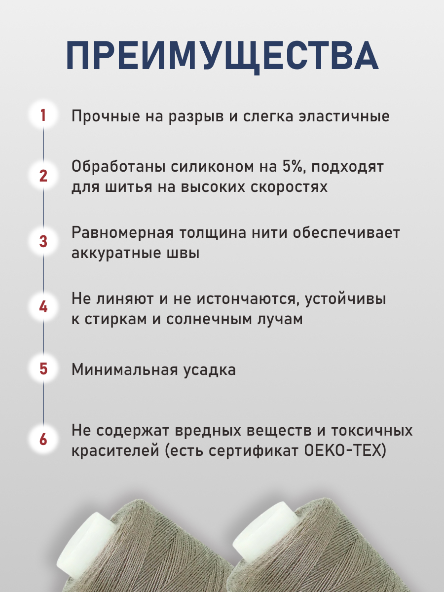 Нитки для шитья 40/2 Bestex 10шт цв 174 - фото 3