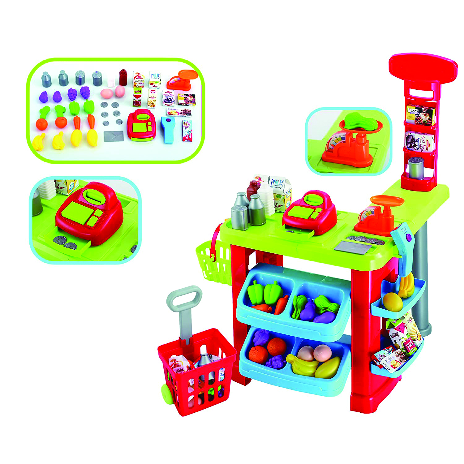 Игровой набор ND PLAY тележки и корзинки, касса, продукты - фото 6