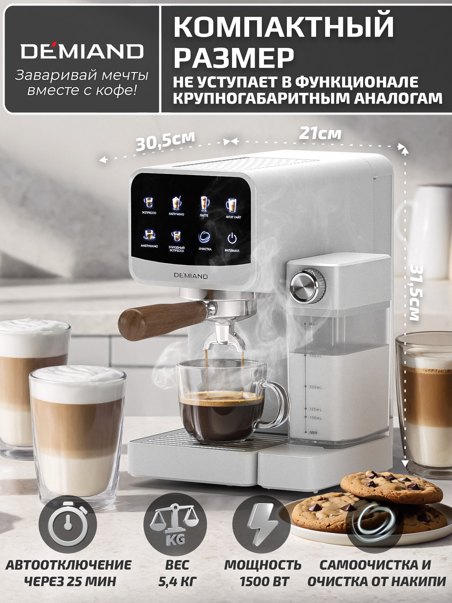 Кофеварка рожковая RIVO DEMIAND с автоматическим капучинатором - фото 19