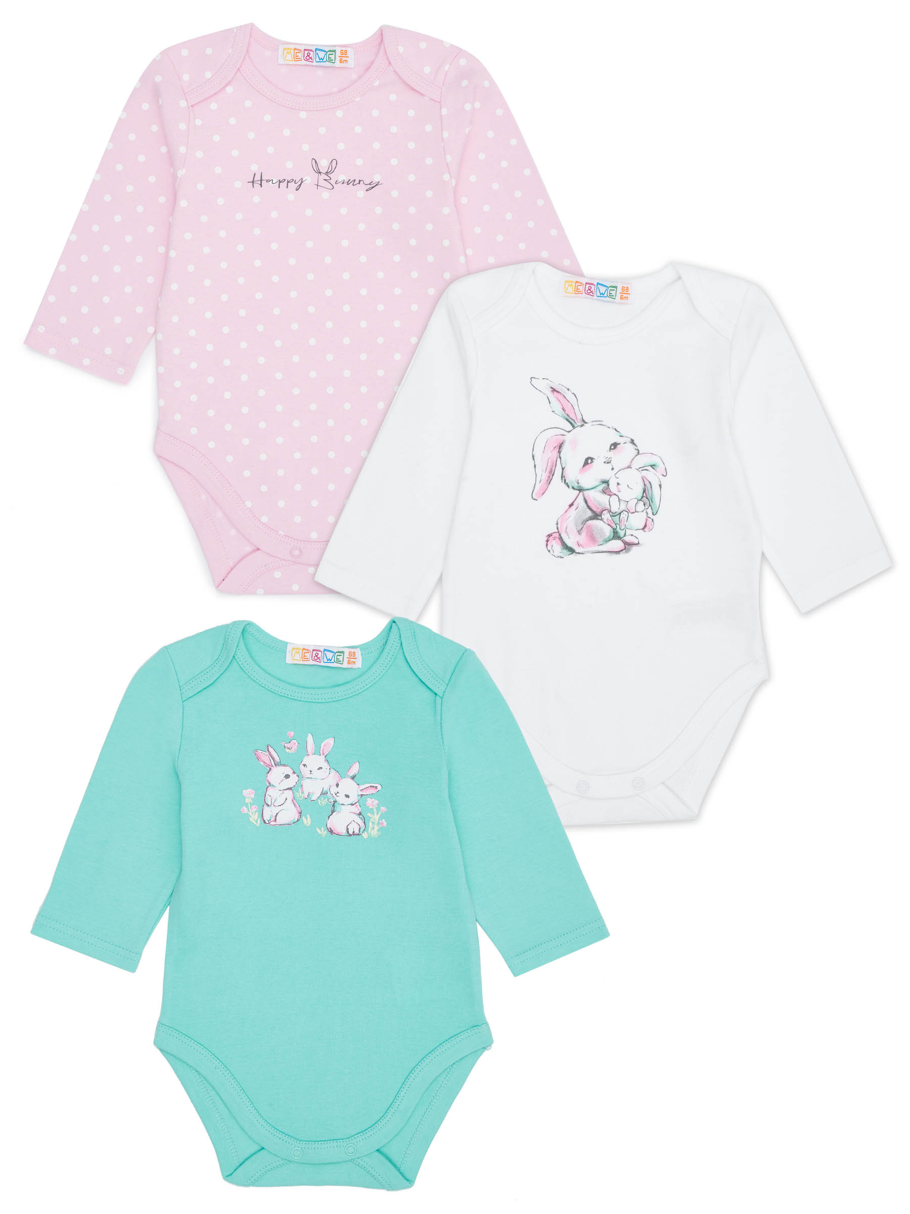 Боди 3 шт ME WE NG122-J731-302_Белый/Ментоловый - фото 1