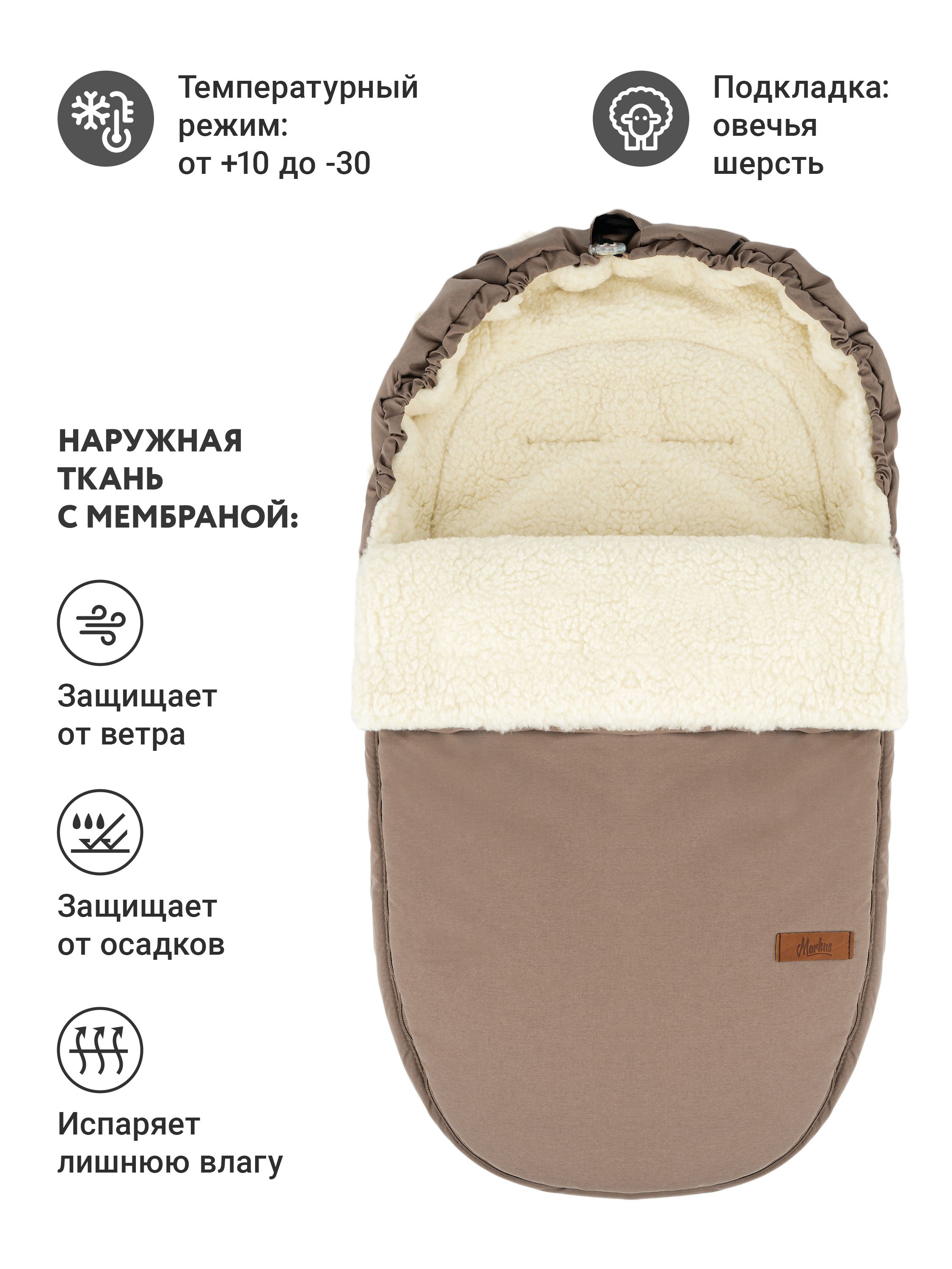 Зимний конверт для новорожденного на овчине - фото 2