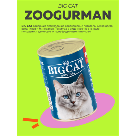 Корм влажный Зоогурман Big Cat с нежной Говядиной 350гр х 6 шт