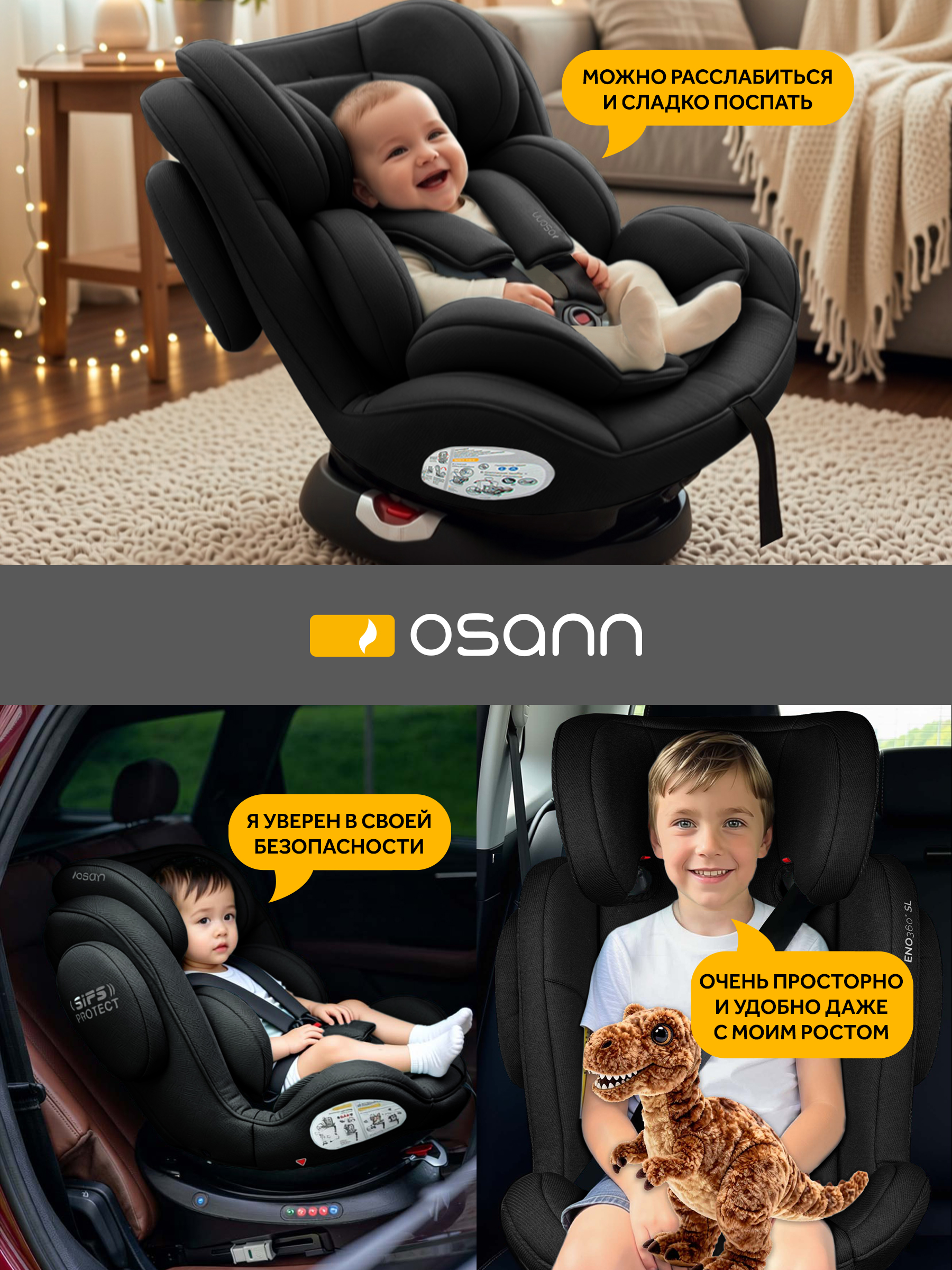 Автокресло Osann Eno 360 Carbon 0-36 кг Isofix 0+/1/2/3 (0-36 кг) черный - фото 11