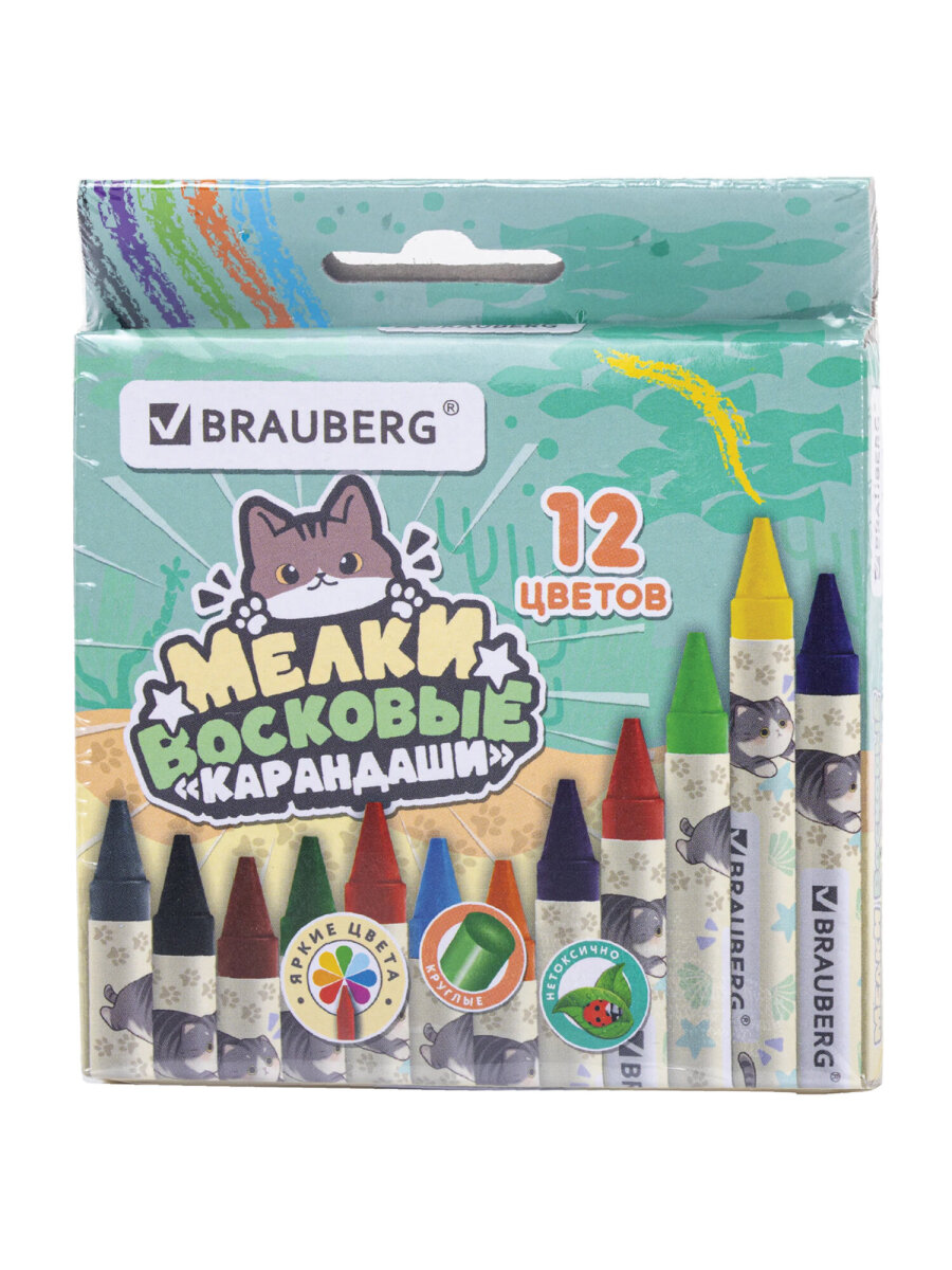 Восковые мелки Brauberg 12 шт. - фото 7