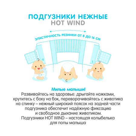 Подгузники LOVULAR Hot Wind для новорожденных XS (2-5 кг) 22 шт.