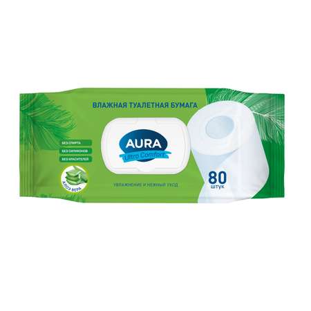 Влажная туалетная бумага AURA 80 шт.