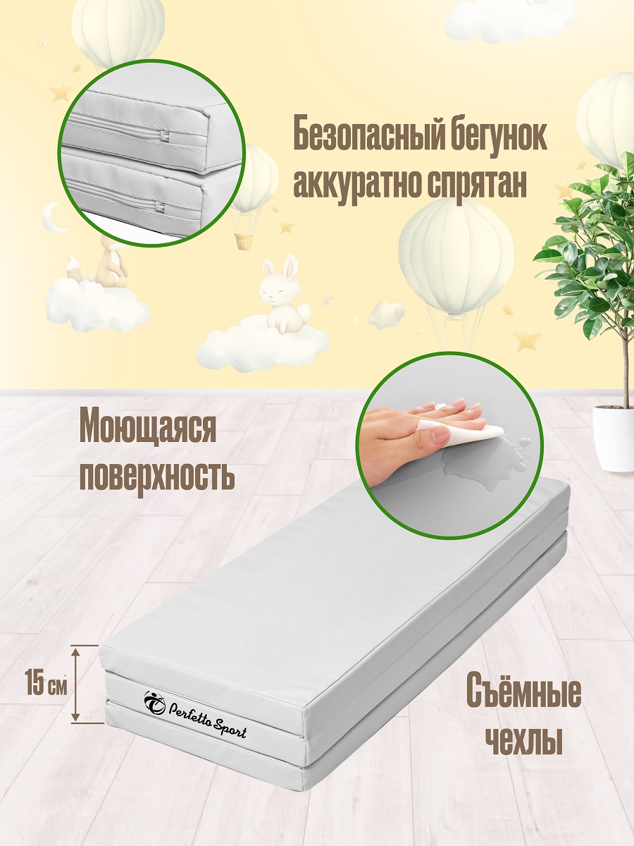 Мат спортивный Perfetto Sport № 22 100 х 120 х 5 2 сложения пастель - фото 3