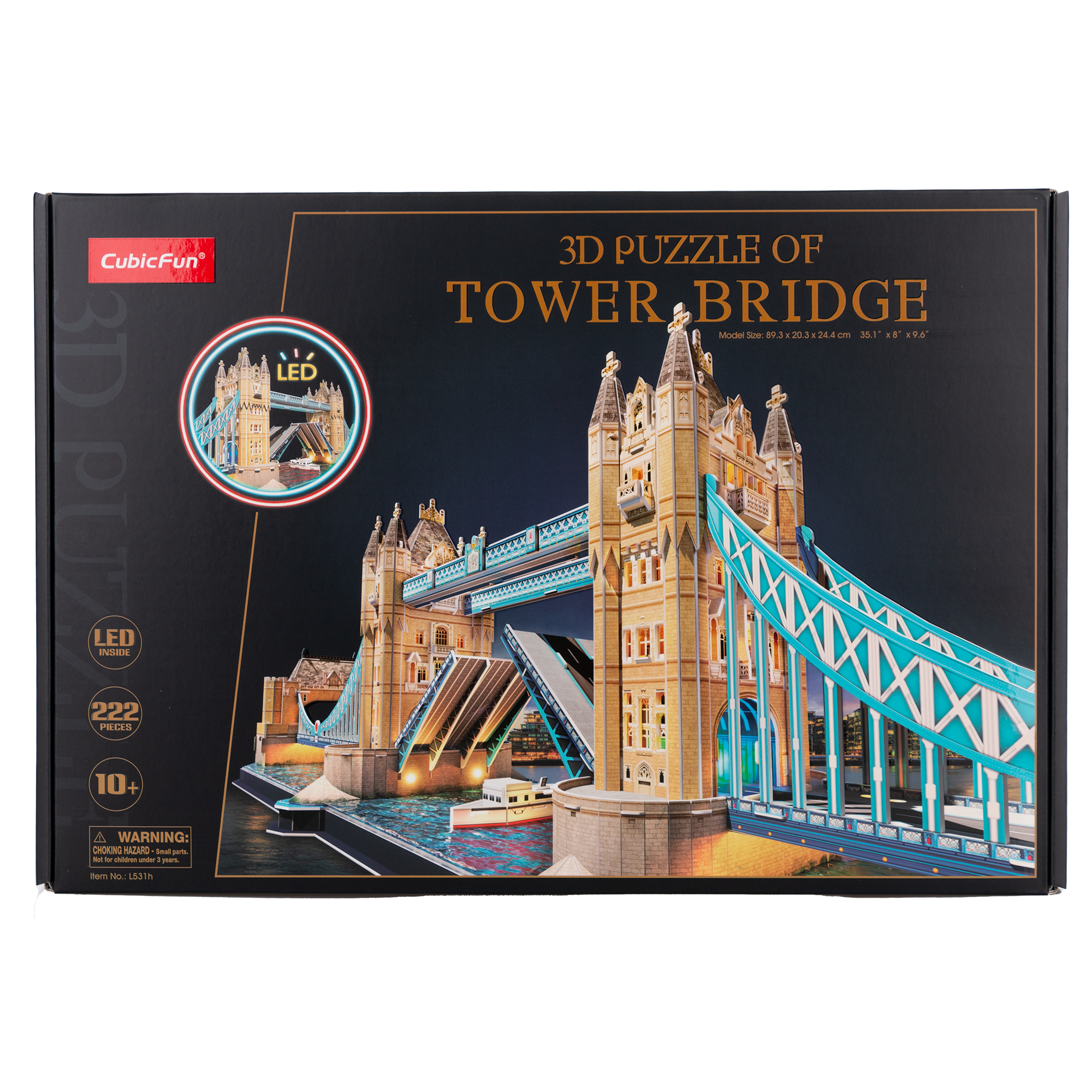Пазл CubicFun Тауэрский мост 222 детали LED 3D - фото 3