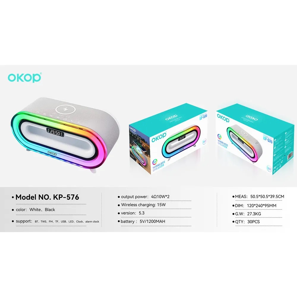 Умная колонка 6 в 1 часы ночник CASTLELADY с RGB подсветкой и беспроводной зарядкой светильник радио будильник - фото 10