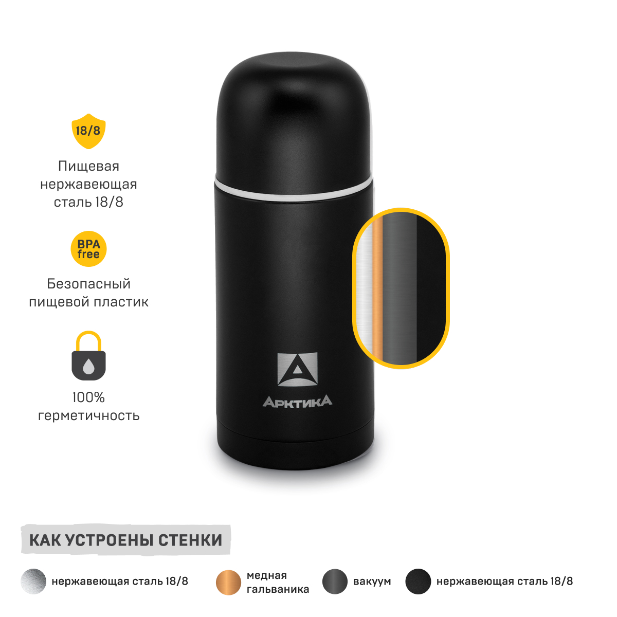 Термос Арктика с двумя чашками 750мл - фото 8