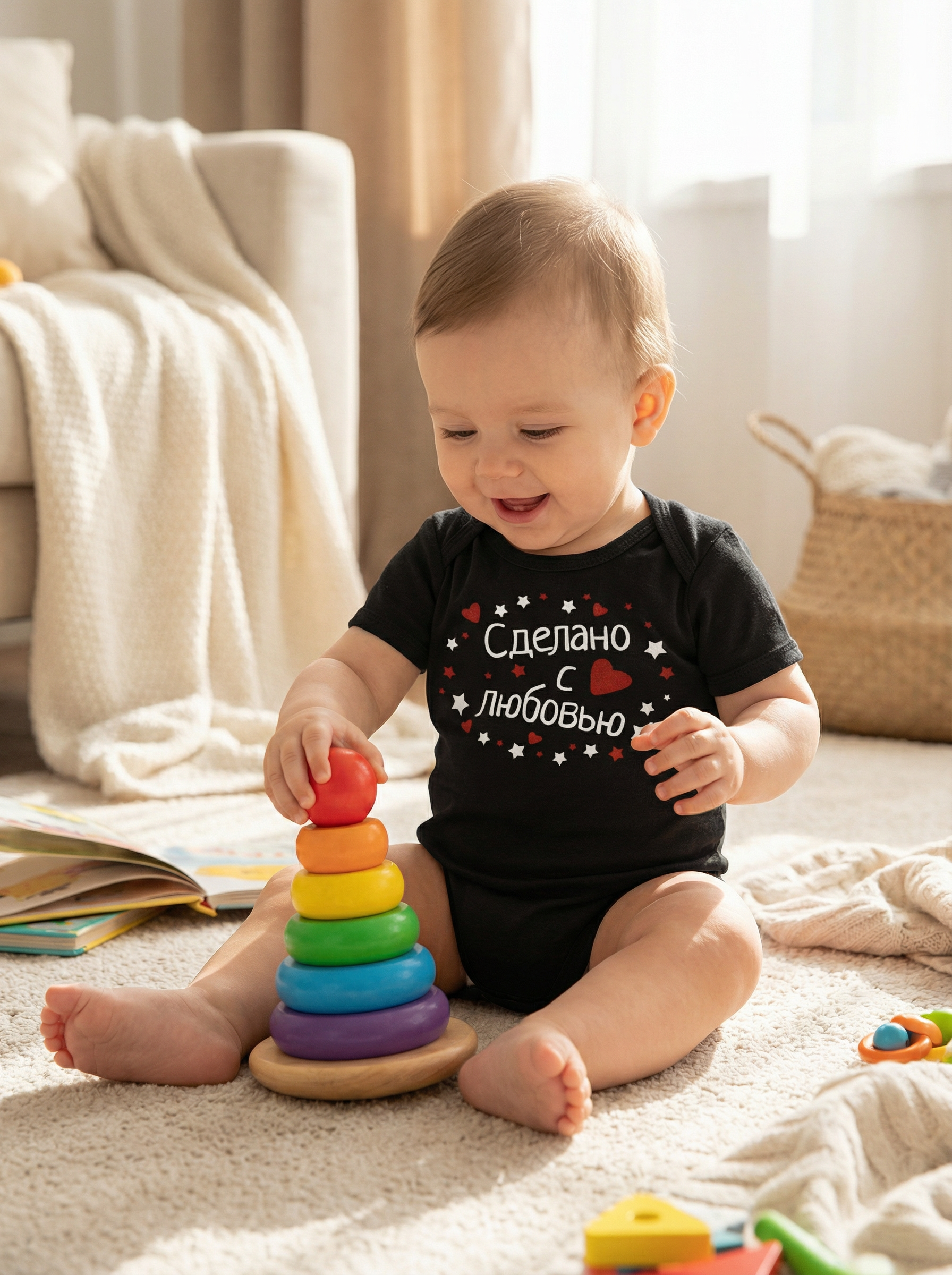 Боди Утенок 071п-черный с любовью - фото 1