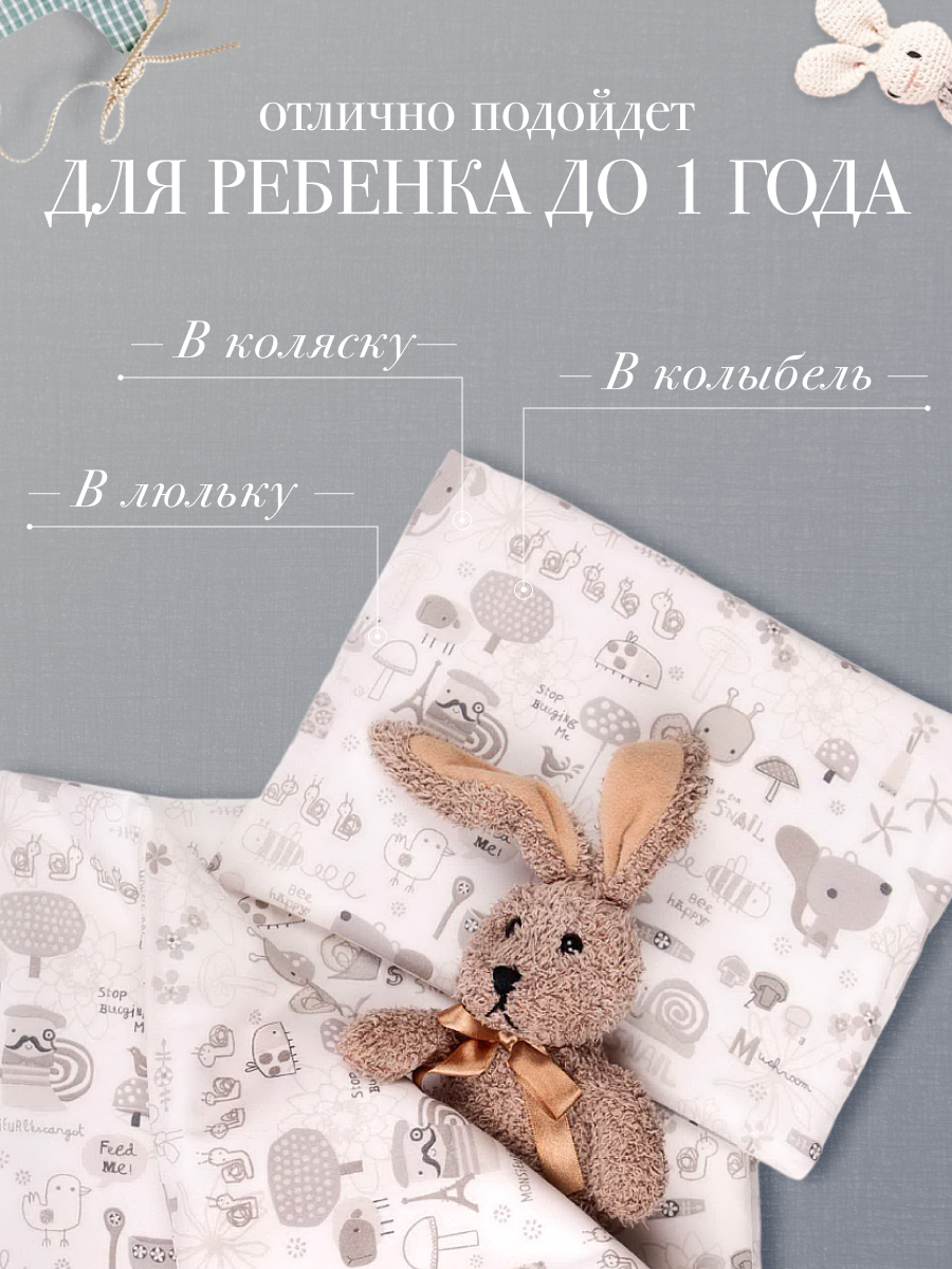 Комплект 4 предмета Daisy в кроватку одеяло 75х90см Улитки - фото 7