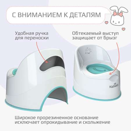 Горшок туалетный KidWick Гигант белый бирюзовый с крышкой