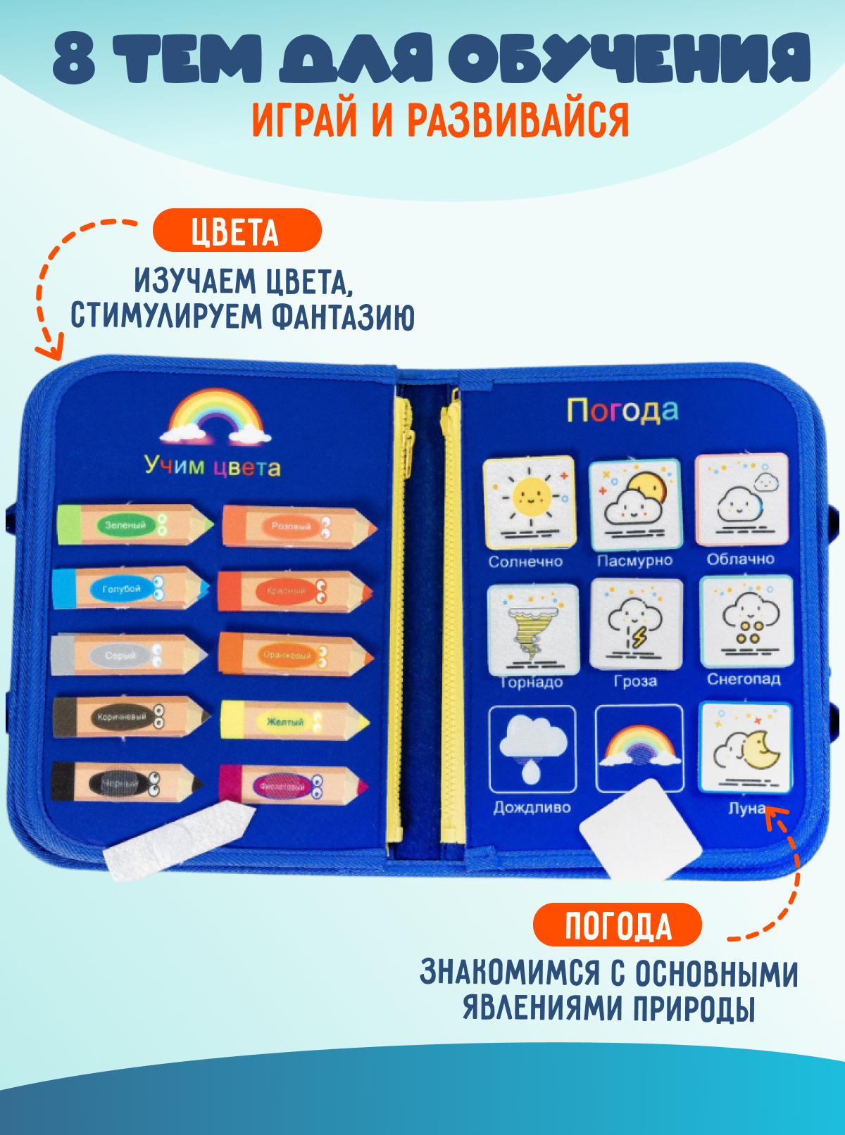 Игрушка DiaDan бизиборд Развивающая книжка бизиборд - фото 4